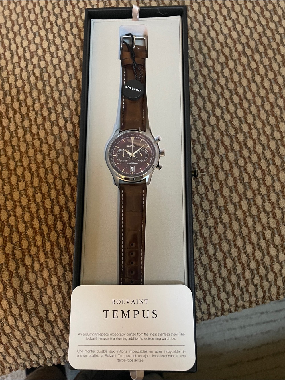Bolvaint Tempus Men’s Brown Leather Chronograph Watch